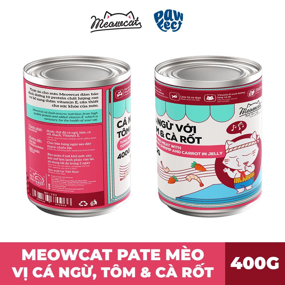 Meowcat Pate Cho Mèo 400G Vị Cá Ngừ, Tôm & Cà Rốt