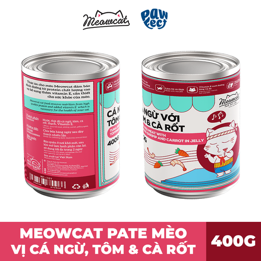 Meowcat Pate Cho Mèo 400G Vị Cá Ngừ, Tôm & Cà Rốt