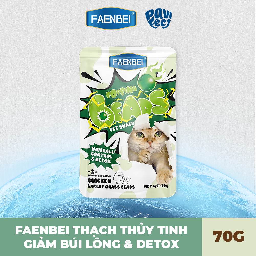 Faenbei Pate Có Topping Thạch Tinh Thể Cho Mèo 70g Giảm Búi Lông & Detox
