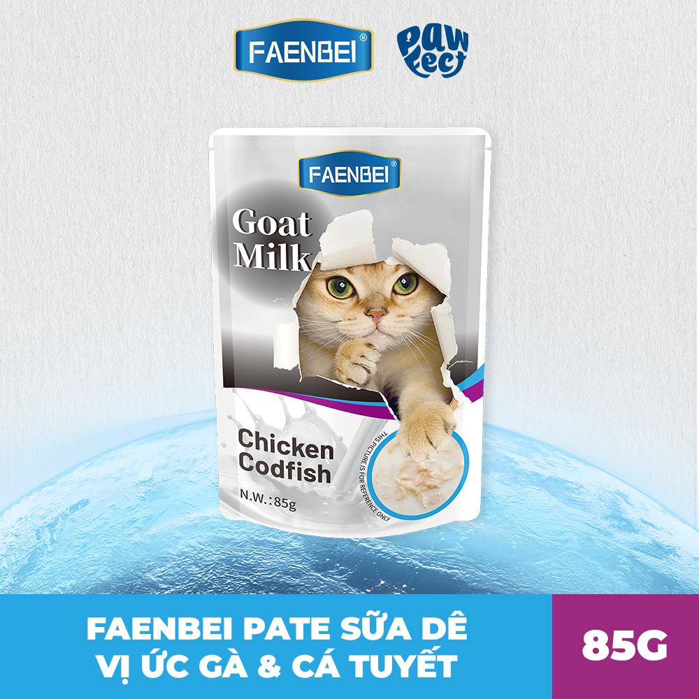 Faenbei Pate Sữa Dê Cho Mèo 85g Vị Gà & Cá Tuyết