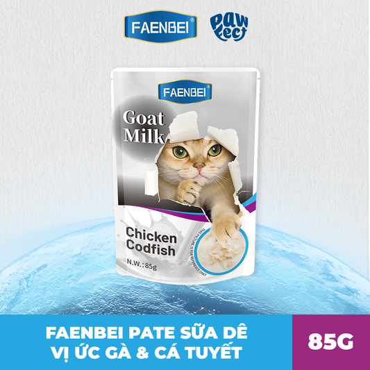 Faenbei Pate Sữa Dê Cho Mèo 85g Vị Gà & Cá Tuyết