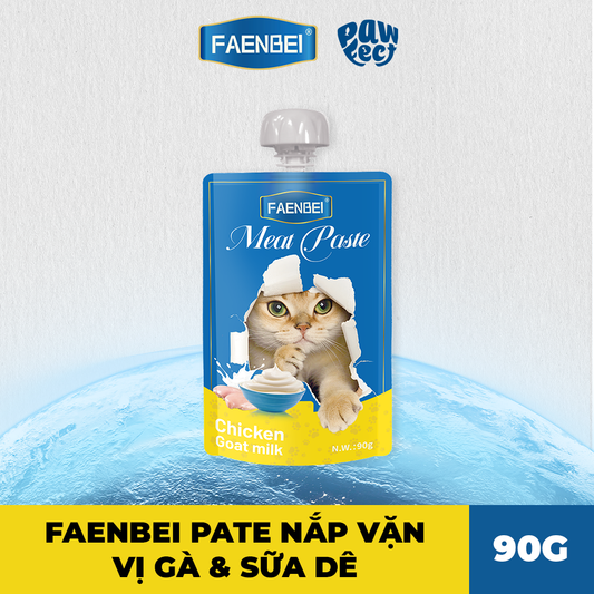 Faenbei Pate Cho Mèo Dạng Nắp Vặn 90g Vị Gà & Sữa Dê