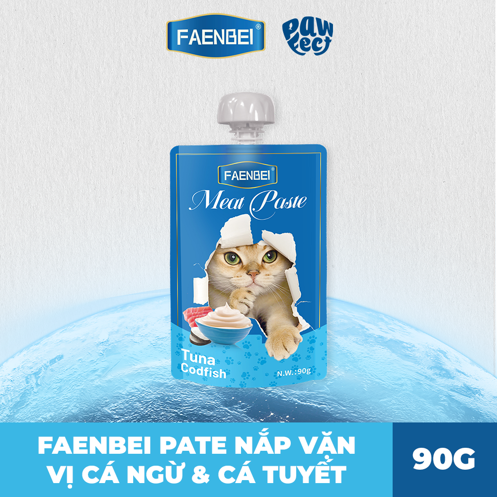 Faenbei Pate Cho Mèo Dạng Nắp Vặn 90g Vị Cá Ngừ & Cá Tuyết