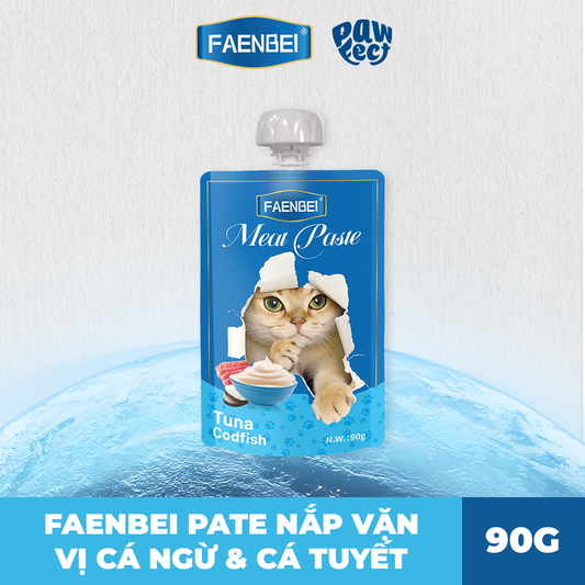 Faenbei Pate Cho Mèo Dạng Nắp Vặn 90g Vị Cá Ngừ & Cá Tuyết
