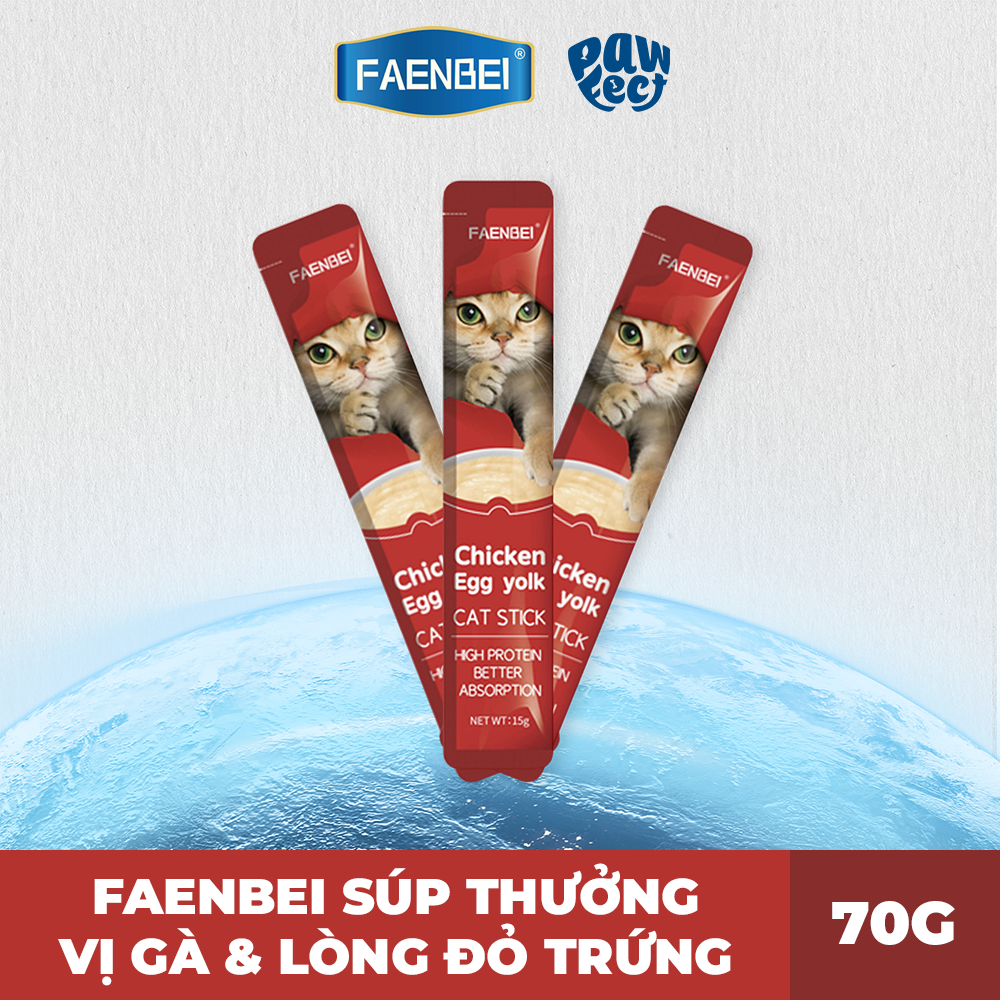 Faenbei Súp Thưởng Cho Mèo 15g Vị Gà & Lòng Đỏ Trứng Gà