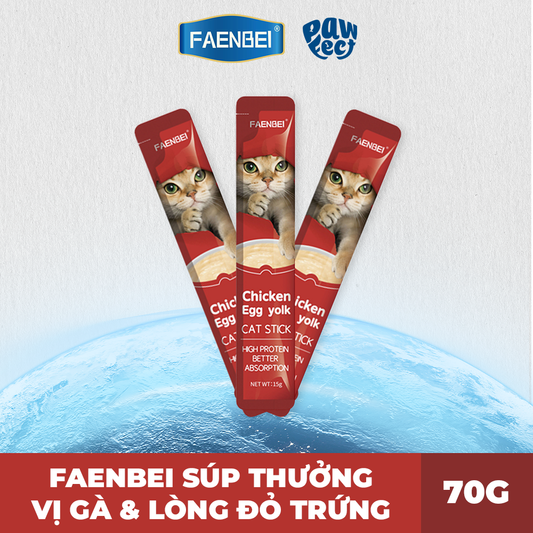 Faenbei Súp Thưởng Cho Mèo 15g Vị Gà & Lòng Đỏ Trứng Gà