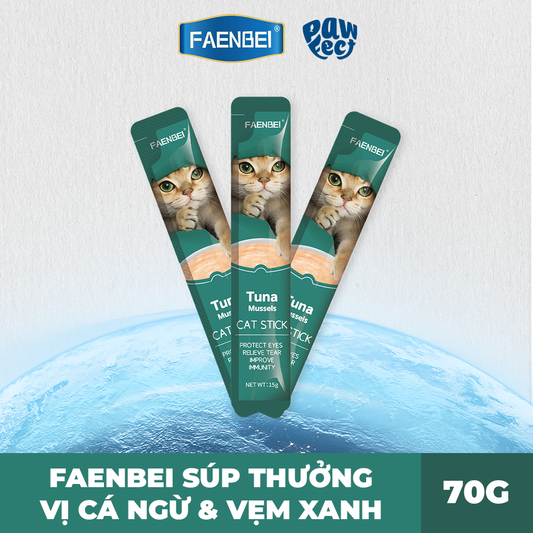 Faenbei Súp Thưởng Cho Mèo 15g Vị Cá Ngừ & Vẹm Xanh