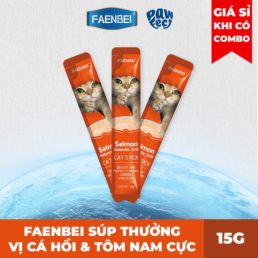 Faenbei Súp Thưởng Cho Mèo 15g Vị Cá Hồi & Tôm Nam Cực