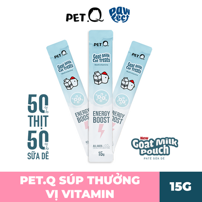 PetQ Súp Thưởng Sữa Dê 15g Vị Vitamin Tăng Cường Cơ Bắp