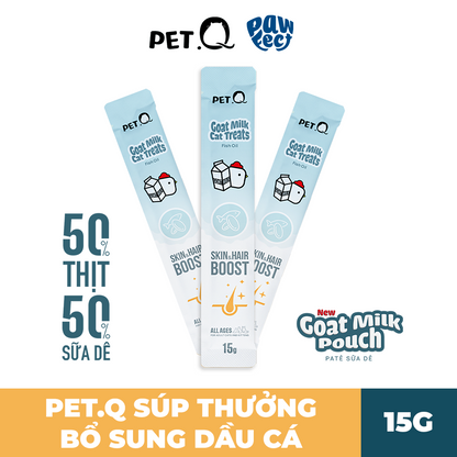 PetQ Súp Thưởng Sữa Dê 15g Vị Dầu Cá Hỗ Trợ Da & Lông