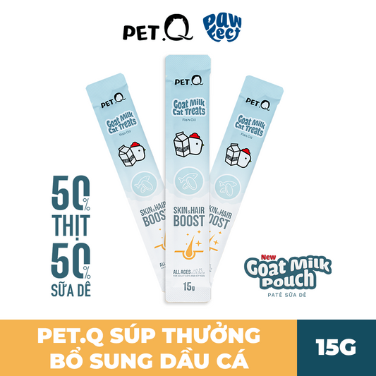 PetQ Súp Thưởng Sữa Dê 15g Vị Dầu Cá Hỗ Trợ Da & Lông