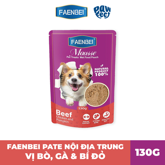 Faenbei Pate Mousse 130g Vị Bò, Gà & Bí Đỏ Xay Nhuyễn