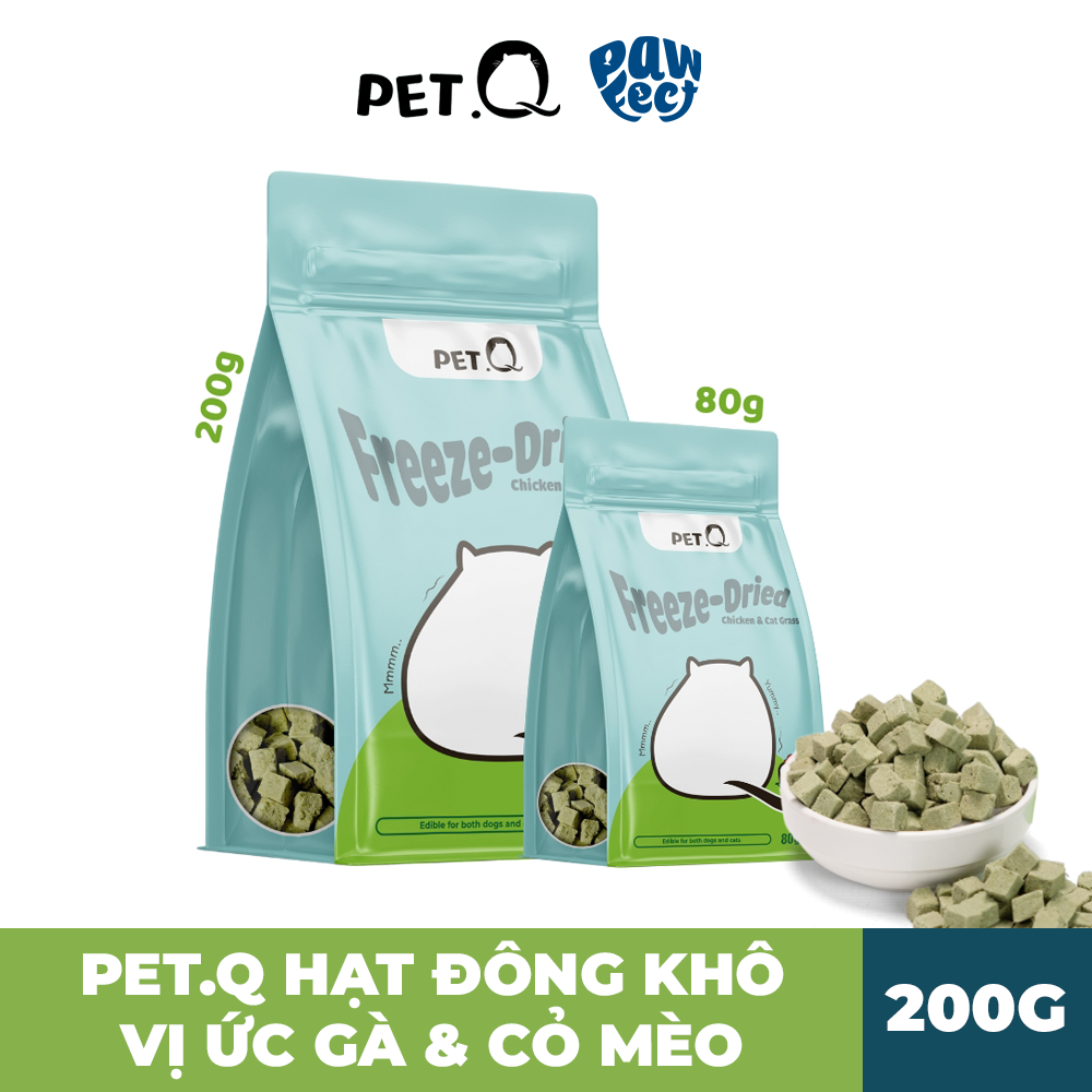 PetQ Thức Ăn Đông Khô Vị Ức Gà & Cỏ Mèo