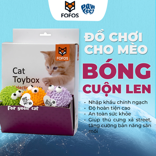 FOFOS Bóng Chuông Có Cỏ Bạc Hà Cho Mèo – Đồ Chơi Bóng Lông Xù Màu Ngẫu Nhiên Con Vật Vui Nhộn