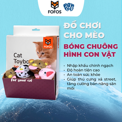 FOFOS Bóng Chuông Có Cỏ Bạc Hà Cho Mèo – Đồ Chơi Bóng Lông Xù Màu Ngẫu Nhiên Hình Con Vật