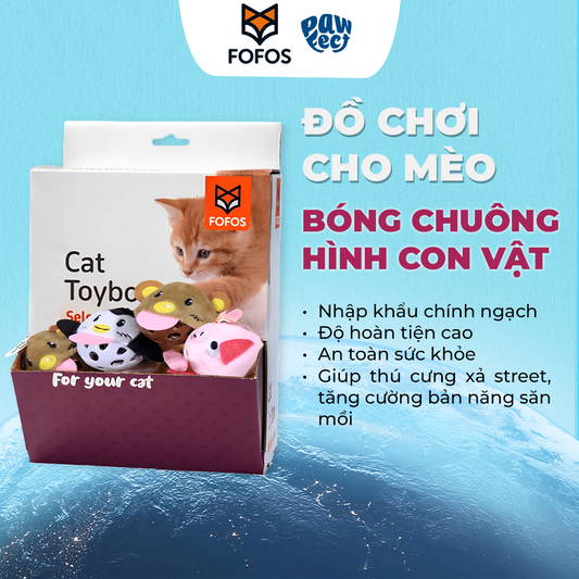 FOFOS Bóng Chuông Có Cỏ Bạc Hà Cho Mèo – Đồ Chơi Bóng Lông Xù Màu Ngẫu Nhiên Hình Con Vật