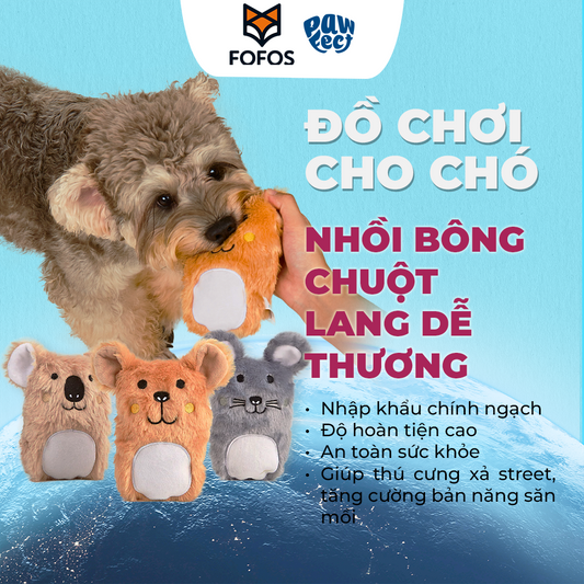 FOFOS Đồ Chơi Cắn Gặm Nhồi Bông Hình Chuột Có Còi Kêu Cho Chó 21.5x14x5.5cm