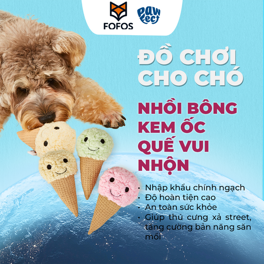 FOFOS Đồ Chơi Cắn Gặm Hình Kem Ốc Quế Nhồi Bông Có Còi Kêu Cho Chó 17x10x4.5cm