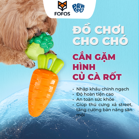 FOFOS Đồ Chơi Có Còi Kêu Hình Củ Cà Rốt Cho Chó – Chất Liệu Kép TPR Và Cao Su Xốp