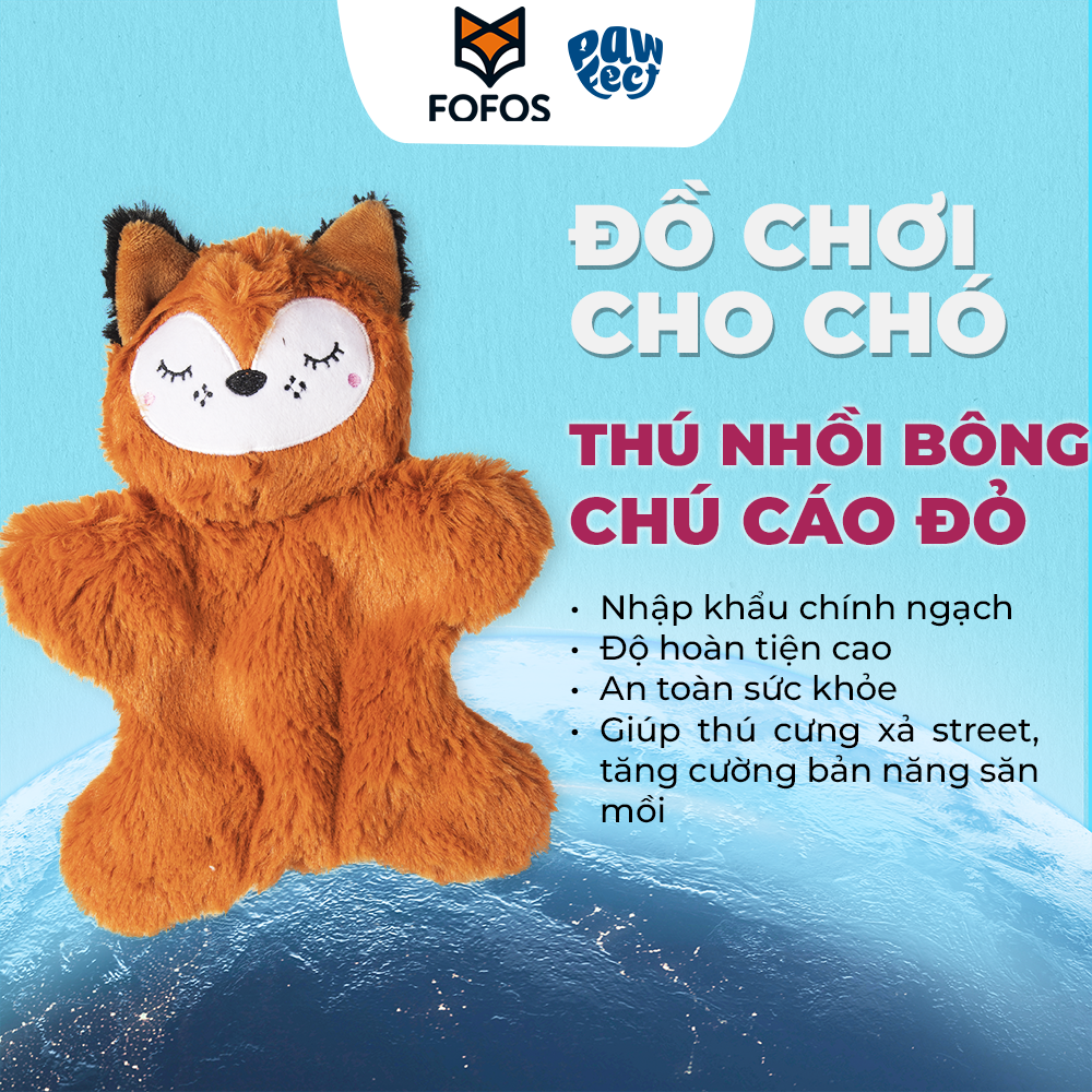 FOFOS Đồ Chơi Nhồi Bông Hình Cừu Trắng Cho Chó – Vải Mềm Có Còi Kêu 21.5x18x3.5cm