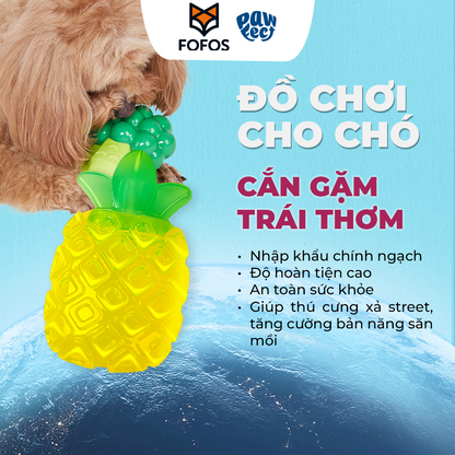 FOFOS Đồ Chơi Gặm Có Còi Kêu Hình Trái Thơm (Dứa) Cho Chó – Chất Liệu TPR Bền Chắc