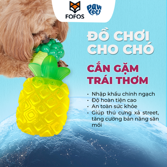 FOFOS Đồ Chơi Gặm Có Còi Kêu Hình Trái Thơm (Dứa) Cho Chó – Chất Liệu TPR Bền Chắc