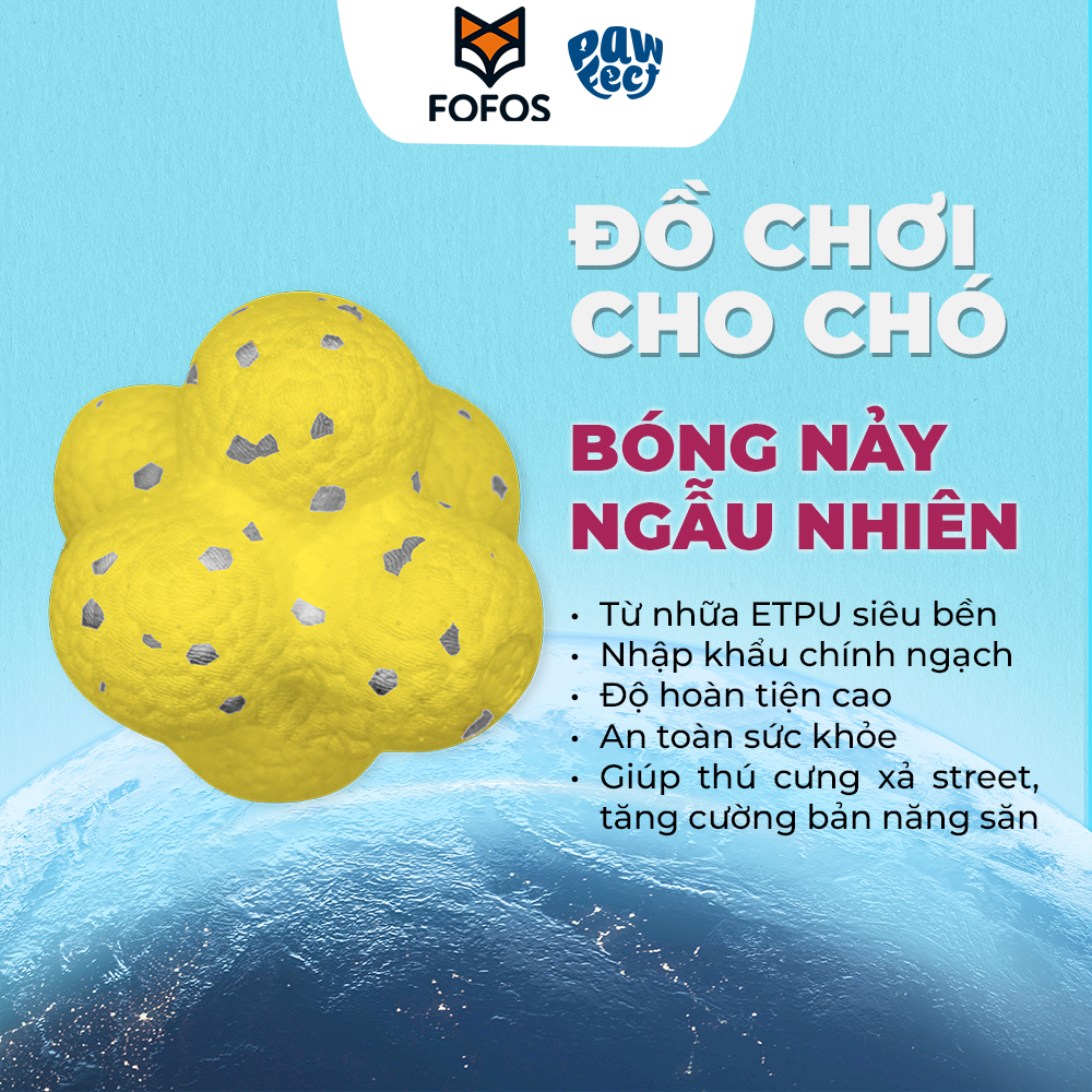FOFOS Bóng Nảy Siêu Bền Chống Cắn Cho Chó – Chất Liệu ETPU, Nổi Trên Nước, Màu Vàng