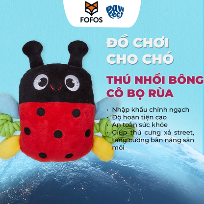 FOFOS Đồ Chơi Nhồi Bông Hình Bọ Rùa Có Còi Kêu Cho Chó – Bộ Sưu Tập Garden, Màu Đỏ