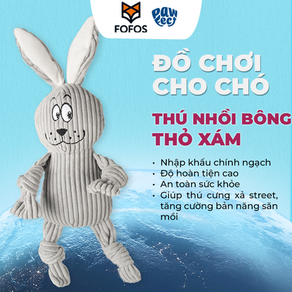 FOFOS Đồ Chơi Nhồi Bông Hình Chú Lợn Xù Lông Có Còi Kêu Cho Chó – Màu Hồng, Vải Corduroy Mềm Mại