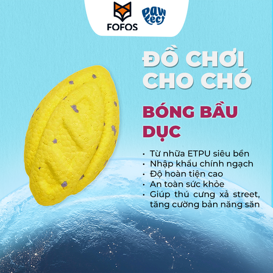 FOFOS Bóng Bầu Dục Rugby Siêu Bền ETPU Cho Chó – Nổi Trên Nước, Màu Vàng