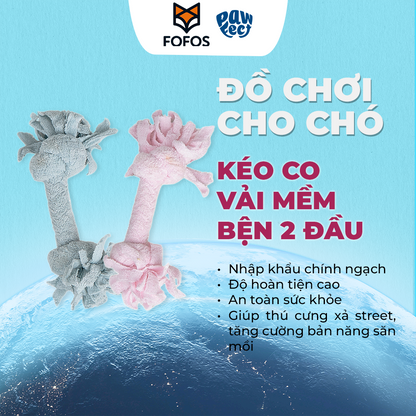 FOFOS Đồ Chơi Cắn Gặm Dây Vải Bện Terry 2 Đầu Nút Cho Chó Con 6x6x22cm