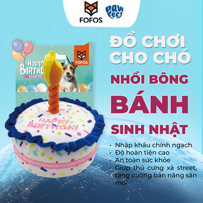 FOFOS Đồ Chơi Nhồi Bông Hình Bánh Sinh Nhật Có Còi Kêu Cho Chó – Bộ Sưu Tập Sinh Nhật 14x14x10cm
