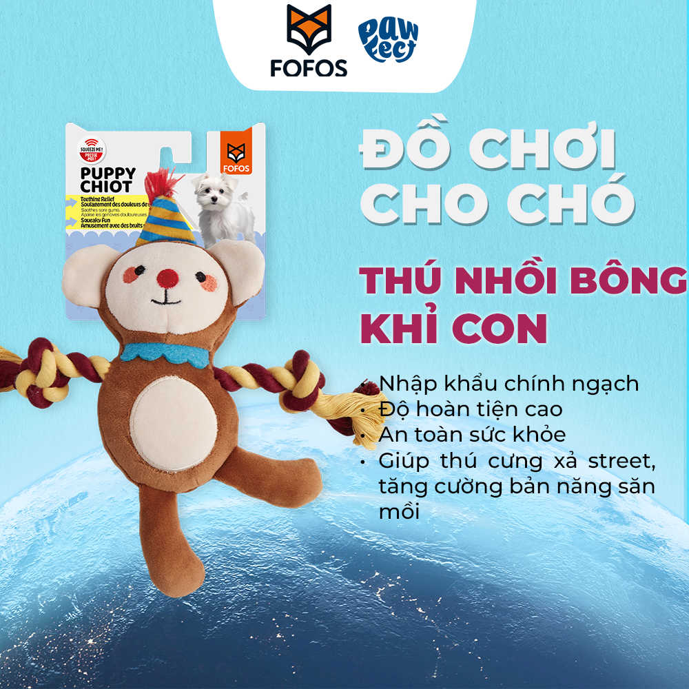 FOFOS Đồ Chơi Nhồi Bông Hình Sư Tử Có Còi Kêu Cho Chó Con – Dòng Fluffy Puppy Siêu Mềm Mại