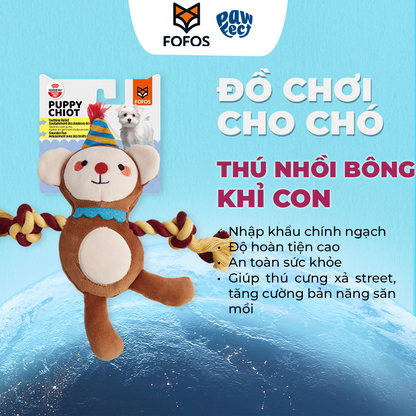 FOFOS Đồ Chơi Nhồi Bông Hình Sư Tử Có Còi Kêu Cho Chó Con – Dòng Fluffy Puppy Siêu Mềm Mại