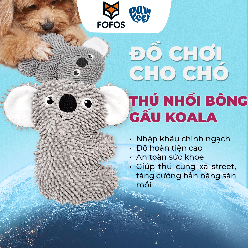 FOFOS Đồ Chơi Nhồi Bông Hình Gấu Koala Tua Rua Bền Chắc Có Còi Kêu Cho Chó