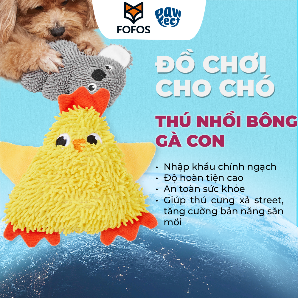 FOFOS Đồ Chơi Nhồi Bông Hình Gấu Koala Tua Rua Bền Chắc Có Còi Kêu Cho Chó