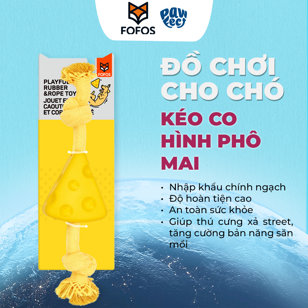 FOFOS Đồ Chơi Dây Bện Kèm Cao Su Hình Xúc Xích Cho Chó – Màu Cam, Kết Hợp Kéo Co Và Gặm Nhai