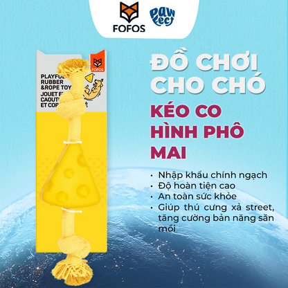 FOFOS Đồ Chơi Dây Bện Kèm Cao Su Hình Xúc Xích Cho Chó – Màu Cam, Kết Hợp Kéo Co Và Gặm Nhai