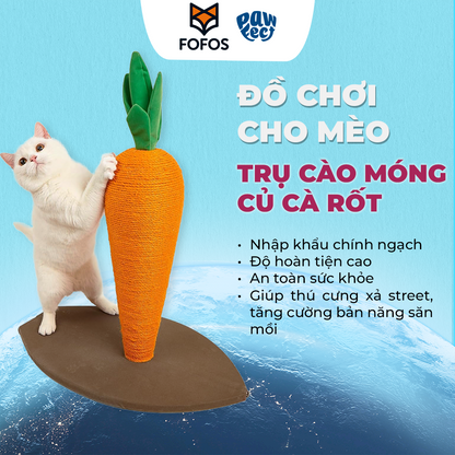 FOFOS Trụ Cào Móng Hình Cà Rốt Cho Mèo – Dây Sisal Tự Nhiên, Có Cỏ Bạc Hà 58x30x30cm