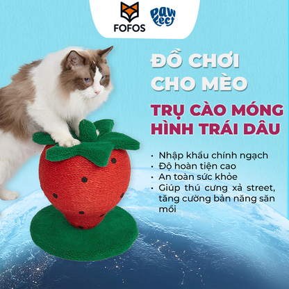 FOFOS Trụ Cào Móng Hình Quả Dâu Tây Cho Mèo – Chất Liệu Sisal Tự Nhiên 35x30x30cm