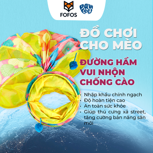 FOFOS Đường Hầm Hoa Chống Cào Gấp Gọn Cho Mèo – Đồ Chơi Tunnel Bung Tự Động