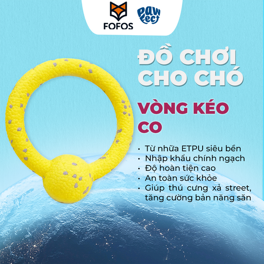 FOFOS Đồ Chơi Vòng Kéo Co Siêu Bền Chống Cắn Cho Chó – Nổi Trên Nước, Màu Vàng