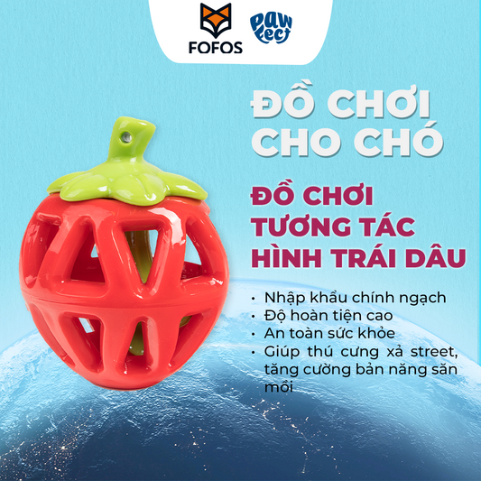 FOFOS Đồ Chơi Rớt Đồ Ăn Hình Trái Dâu – Đồ Chơi Nhai Cao Su Tự Nhiên Cho Chó