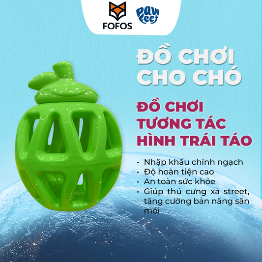 FOFOS Đồ Chơi Rớt Đồ Ăn Hình Trái Táo Xanh – Đồ Chơi Nhai Cao Su Tự Nhiên Cho Chó
