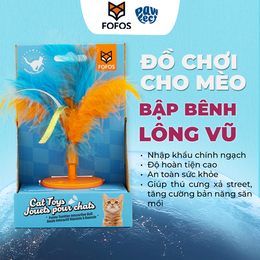 FOFOS Bập Bênh Lông Vũ - Bản Dùng Pin – Đồ Chơi Lắc Lư Phát Âm Thanh Chim Cho Mèo