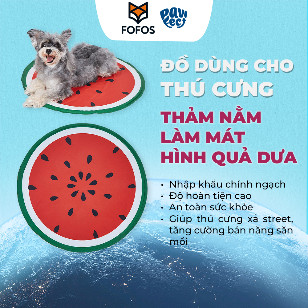 FOFOS Thảm Nằm Làm Mát Tự Động Hình Dưa Hấu Cho Thú Cưng – Không Cần Đông Lạnh 60x60cm