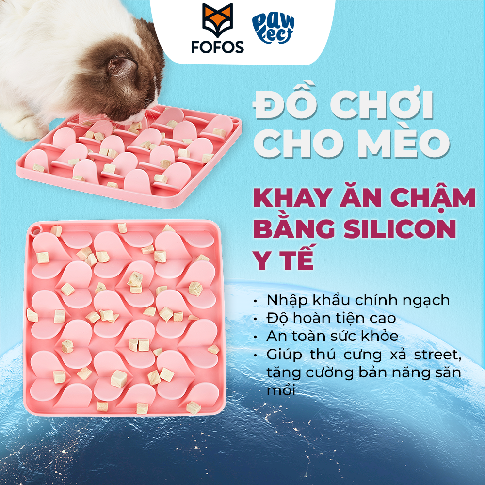 FOFOS Licking Mat – Thảm Liếm Silicone Cho Chó Mèo Giảm Lo Âu, Chậm Ăn & Sạch Răng (Màu Hồng)