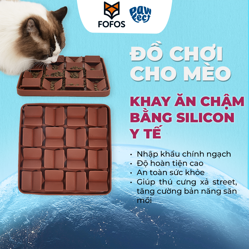 FOFOS Licking Mat – Thảm Liếm Silicone Cho Chó Mèo Giảm Lo Âu, Chậm Ăn & Sạch Răng (Màu Nâu Đậm)