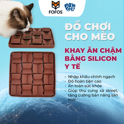 FOFOS Licking Mat – Thảm Liếm Silicone Cho Chó Mèo Giảm Lo Âu, Chậm Ăn & Sạch Răng (Màu Nâu Đậm)