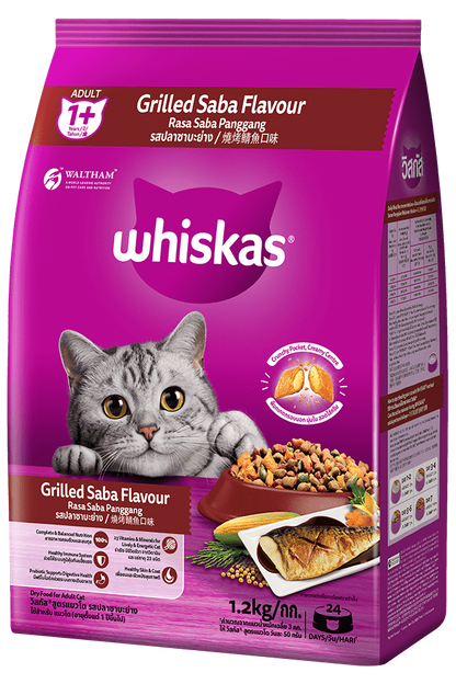 Whiskas Thức Ăn Hạt Vị Saba Nướng Cho Mèo Trưởng Thành